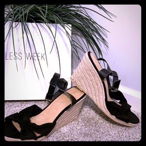Brand new faux-suede leather wedge sandal